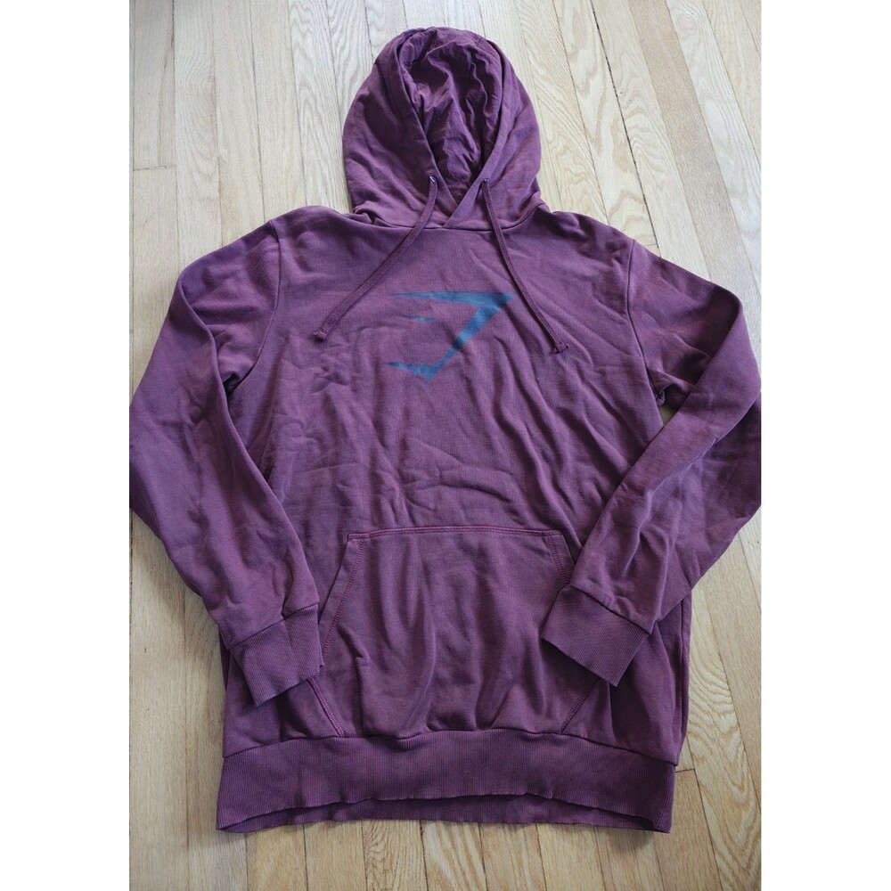 Gymshark Bold Hoodie Men's Large Maroon Pullover Athletic Gym Sweatshirt